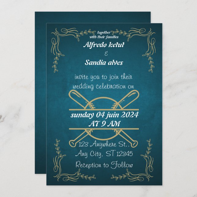 Baseball  love sports Theme Wedding Invitations (Front/Back)