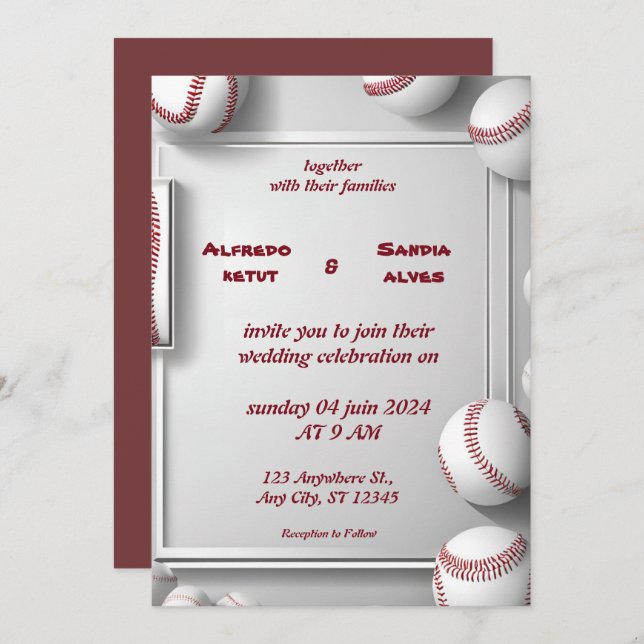 Baseball  love sports Theme Wedding Invitations (Front/Back)