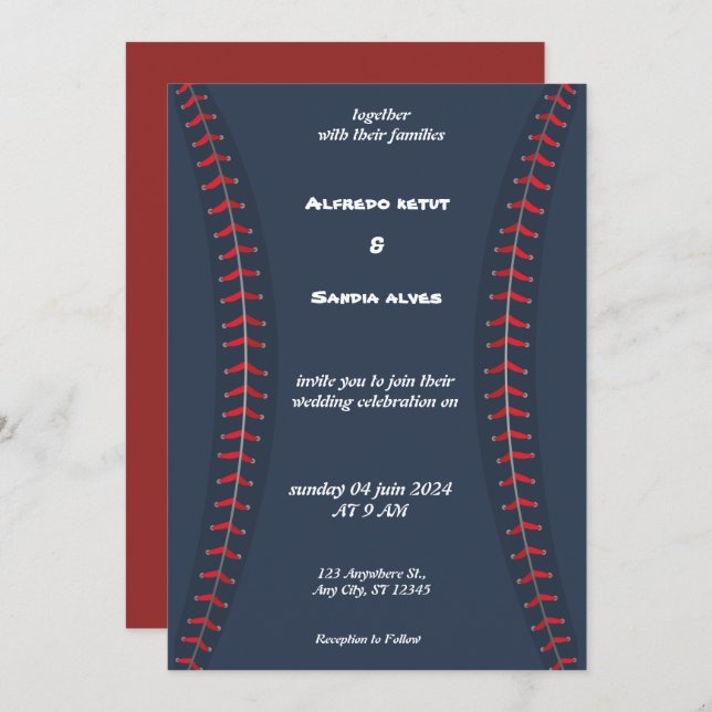 Baseball  love sports Theme Wedding Invitations (Front/Back)