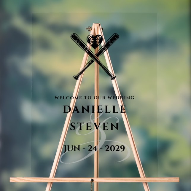 Baseball Love Welcome Acrylic Sign (Neutral)