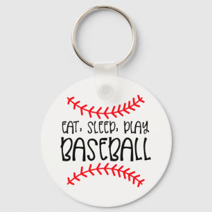 Baseball Lover Eat Sleep Play Mom Dad Softball Keychain