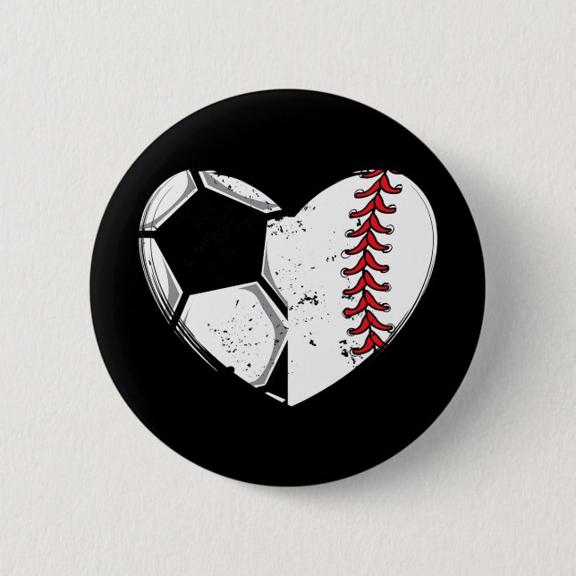Baseball Lover Heart Soccer Player Gift Team Coach 2 Inch Round Button (Front)