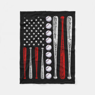 Baseball Lovers American Flag Independence Day 4th Fleece Blanket
