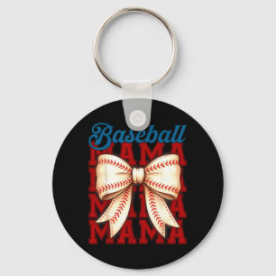Baseball Mama Coquette Bow Game Day Baseball Mom Keychain