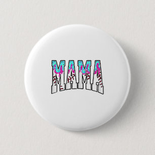 Baseball Mama Coquette Bow Game Day Baseball Mom M 2 Inch Round Button