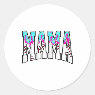 Baseball Mama Coquette Bow Game Day Baseball Mom M Classic Round Sticker
