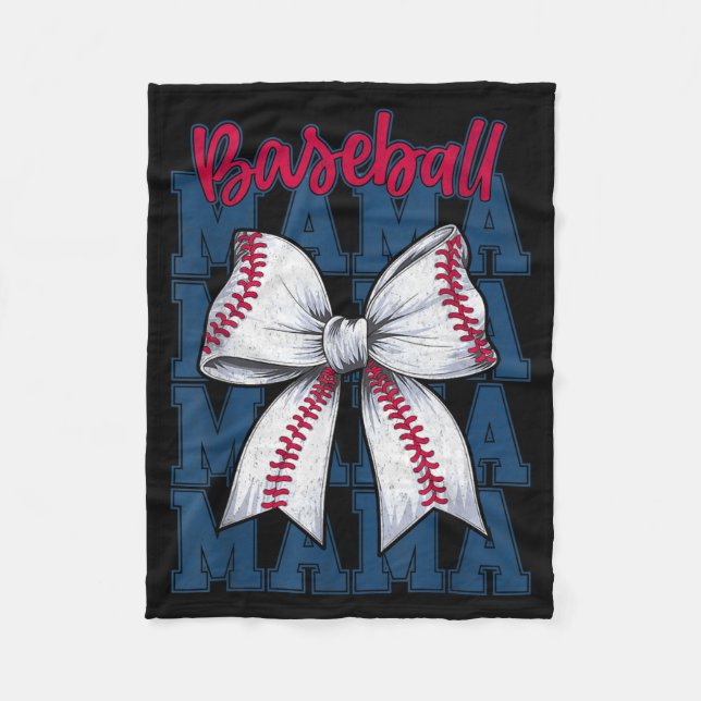 Baseball Mama Coquette Bow Game Day Baseball Mom M Fleece Blanket (Front)