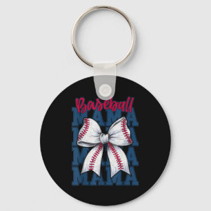 Baseball Mama Coquette Bow Game Day Baseball Mom M Keychain