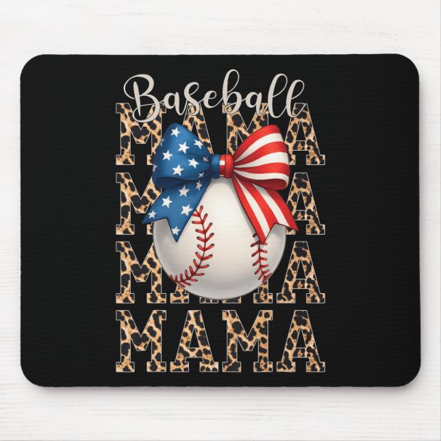 Baseball Mama Game Day Baseball Usa 4th Of July Mo Mouse Pad (Front)