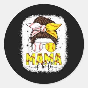 Baseball Mama Game Day for Kids Girl Women Mom Classic Round Sticker