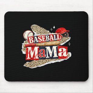 Baseball mama leopard game day baseball season for mouse pad