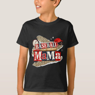 Baseball mama leopard game day baseball season for T-Shirt