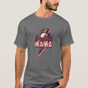 Baseball MAMA Lightning Thunder Leopard Softball B T-Shirt