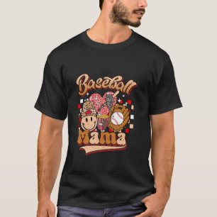 Baseball Mama Mom Of Both Leopard Softball Mom Mot T-Shirt