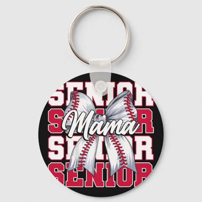Baseball Mama Senior 2026 Coquette Bow Graduation  Keychain (Front)