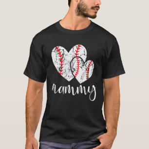 Baseball Mammy Heart Ball Proud Grandma Mother s T-Shirt