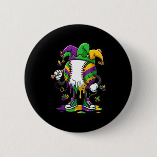 Baseball Mardi Gras Carnival Party Mask Ice Cream 2 Inch Round Button
