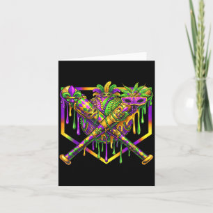 Baseball Mardi Gras Carnival Party Mask Ice Cream Card