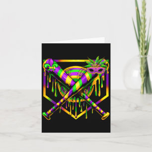 Baseball Mardi Gras Carnival Party Mask Ice Cream  Card