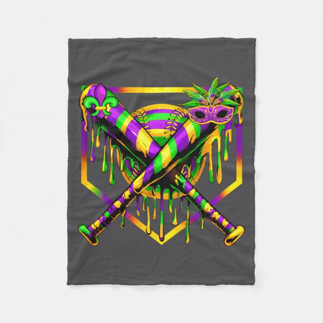 Baseball Mardi Gras Carnival Party Mask Ice Cream  Fleece Blanket (Front)