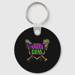 Baseball Mardi Gras Carnival Party Mask Ice Cream Keychain