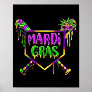 Baseball Mardi Gras Carnival Party Mask Ice Cream  Poster