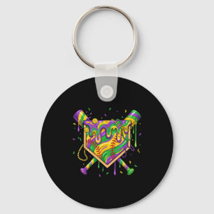 Baseball Mardi Gras Home Plate Ice Cream Drip Carn Keychain