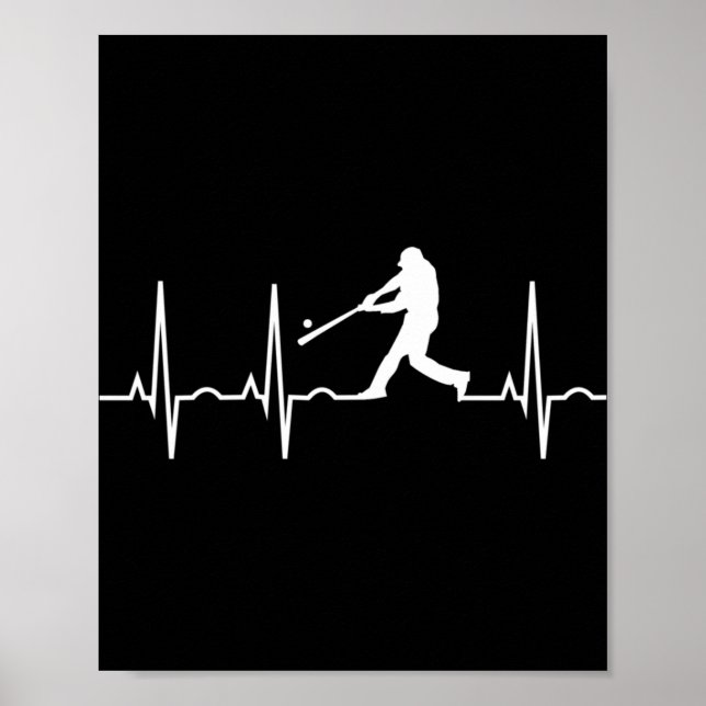 Baseball  Men - Baseball Player Heartbeat Poster (Front)