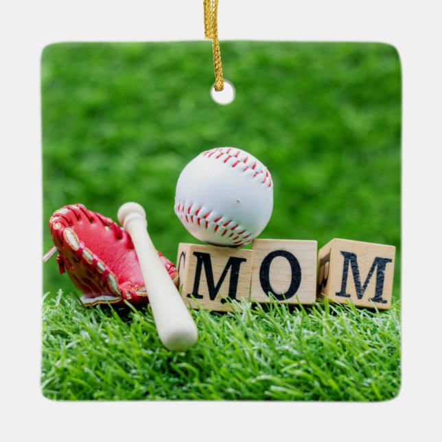 Baseball Merry Christmas for Baseball Mom  Ceramic Ornament (Front)