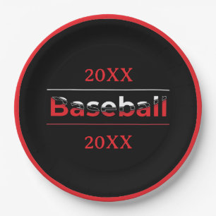Baseball - Minimalist Art Geometric Arch Paper Plate