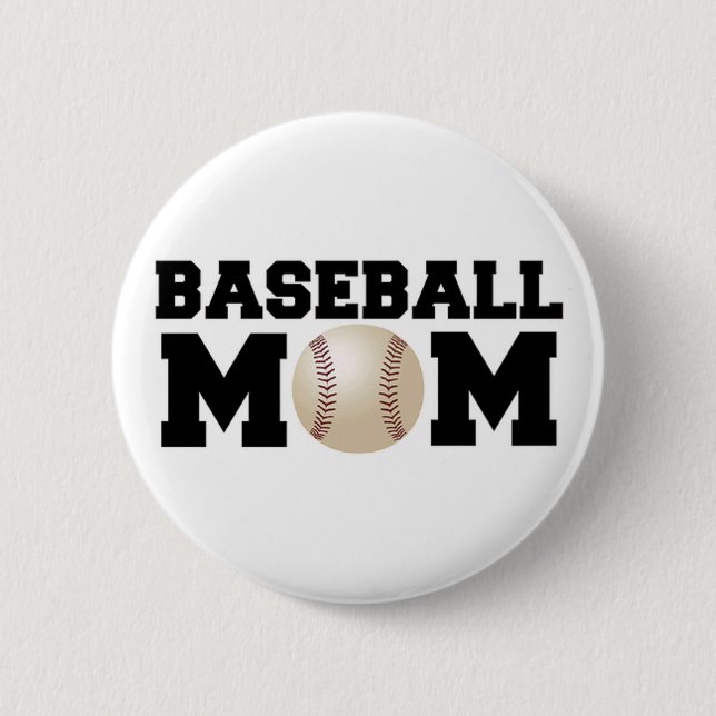 Baseball Mom 2 Inch Round Button (Front)