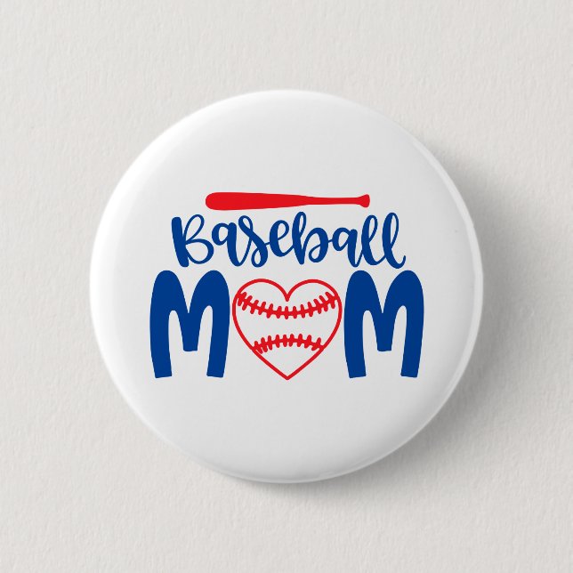 Baseball Mom 2 Inch Round Button (Front)
