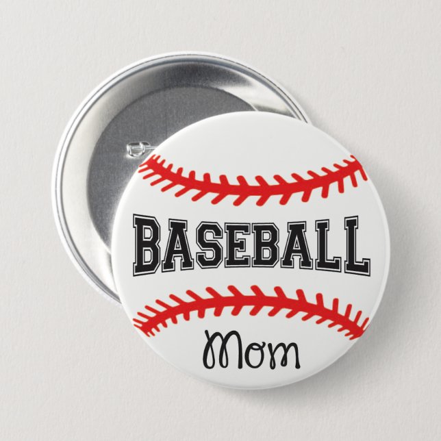 Baseball Mom 3” Round Button (Front & Back)