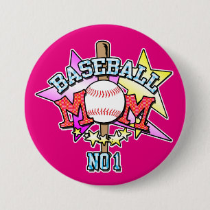 Baseball Mom Badge 3 Inch Round Button