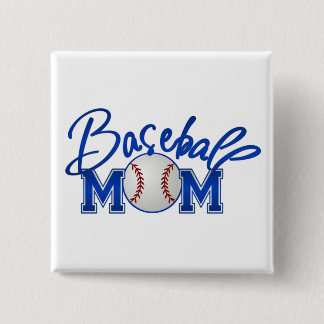 Baseball MOM blue 2 Inch Square Button