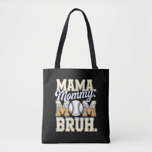 Baseball Mom Bruh Funny Ice Cream Drip Design Tote Bag