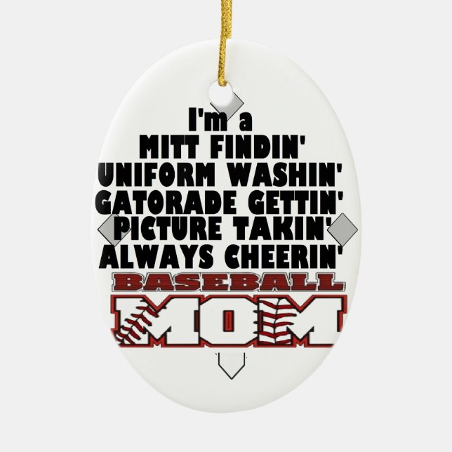 Baseball Mom Ceramic Ornament (Front)