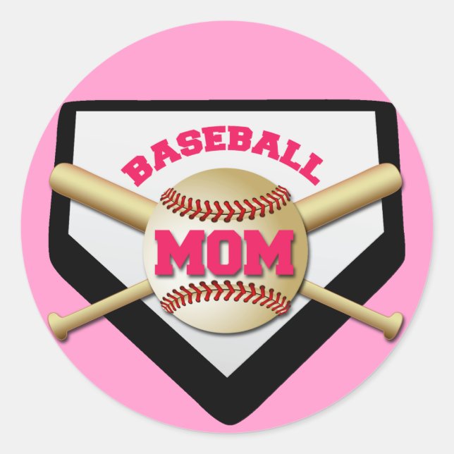 BASEBALL MOM CLASSIC ROUND STICKER (Front)