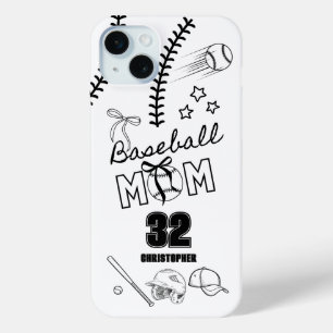 Baseball Mom Coquette Bow iPhone 15 Mini Case