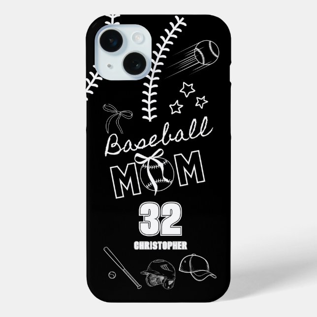 Baseball Mom Coquette Bow Case-Mate iPhone Case (Back)