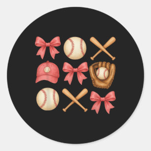 Baseball Mom Coquette Mothers Day Women Girls Base Classic Round Sticker