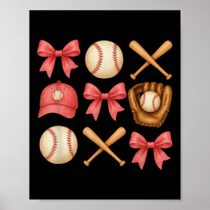 Baseball Mom Coquette Mothers Day Women Girls Base Poster