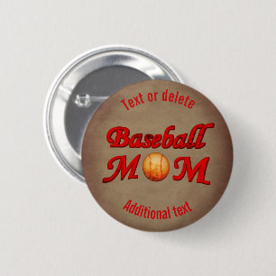 Baseball Mom Cute Personalized 2 Inch Round Button