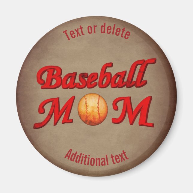Baseball Mom Cute Personalized Magnet (Front)