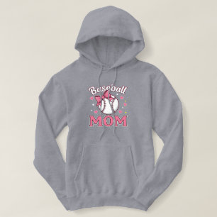 Baseball Mom Cute Pink Bow Design Hoodie