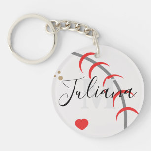 Baseball Mom Dad Grandfather Monogrammed Keychain