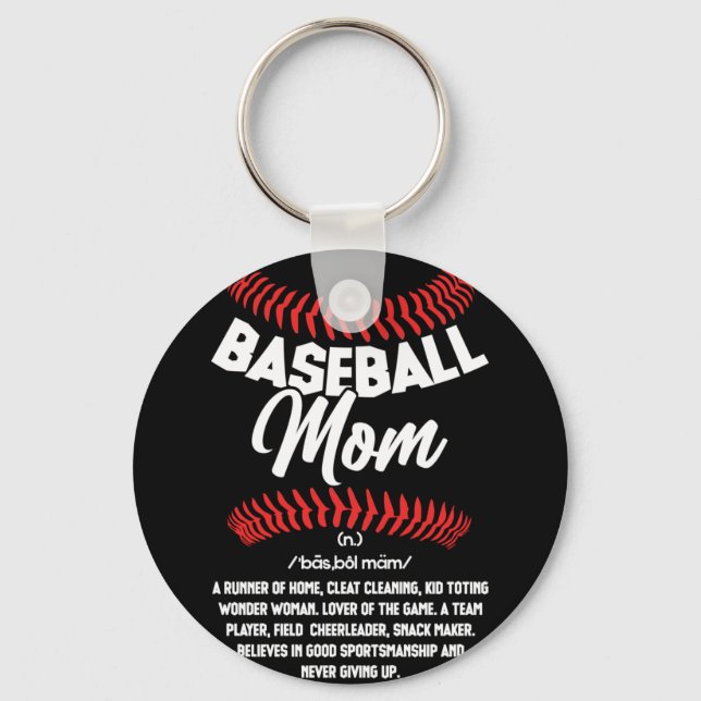 Baseball Mom Definition Sport Softball Keychain (Front)