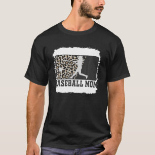 Baseball Mom Funny Mom Life Leopard Bleached T-Shirt