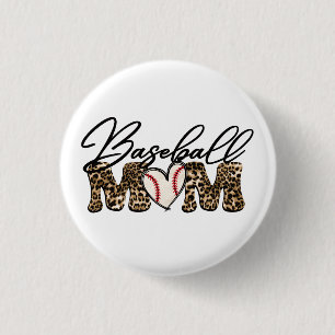 Baseball Mom Leopard Design Keychain 1 Inch Round Button