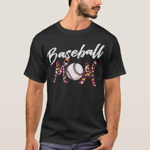 Baseball Mom Leopard Distressed Style Design T-Shirt